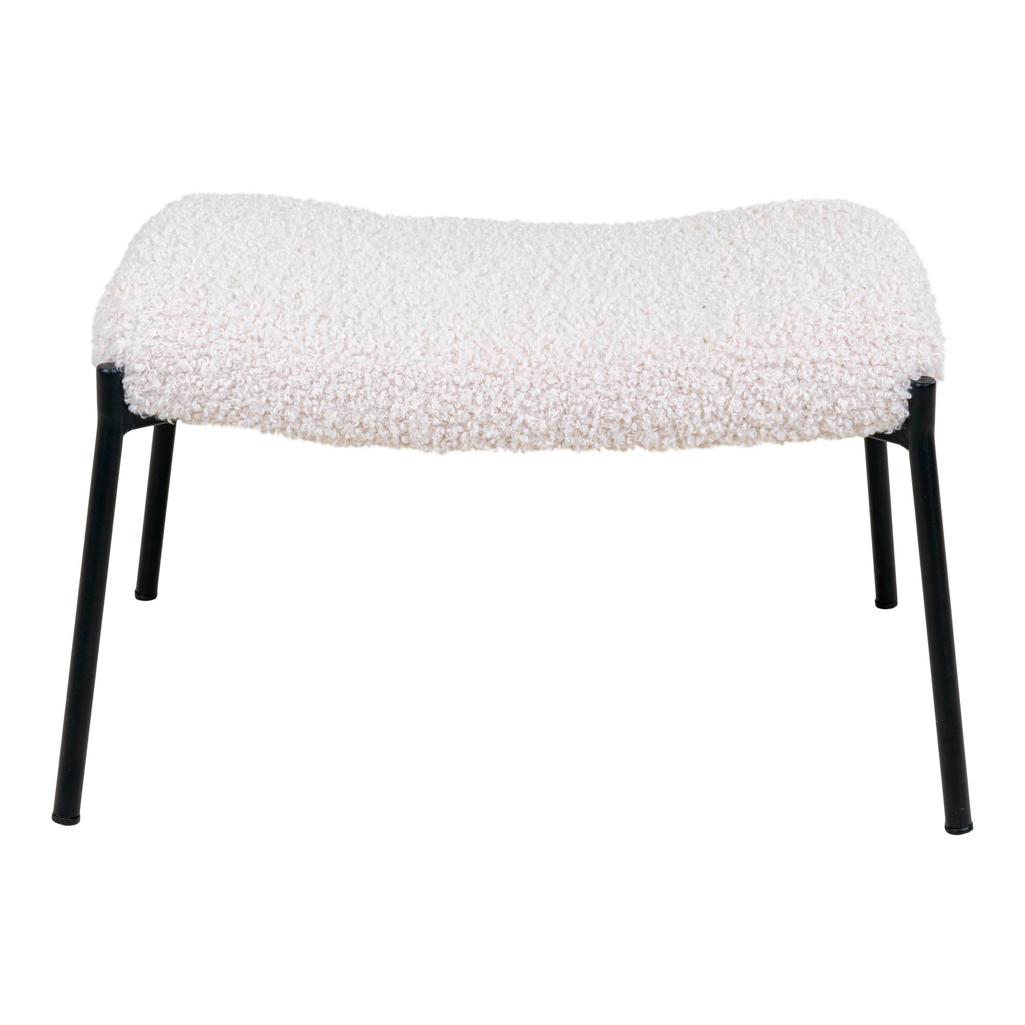 Glasgow Footrest - Footrest, artificial lambskin, white, black legs HN1090