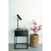 Vita Side table - Side table, 1 drawer, black, black frame 40x40x55 cm
