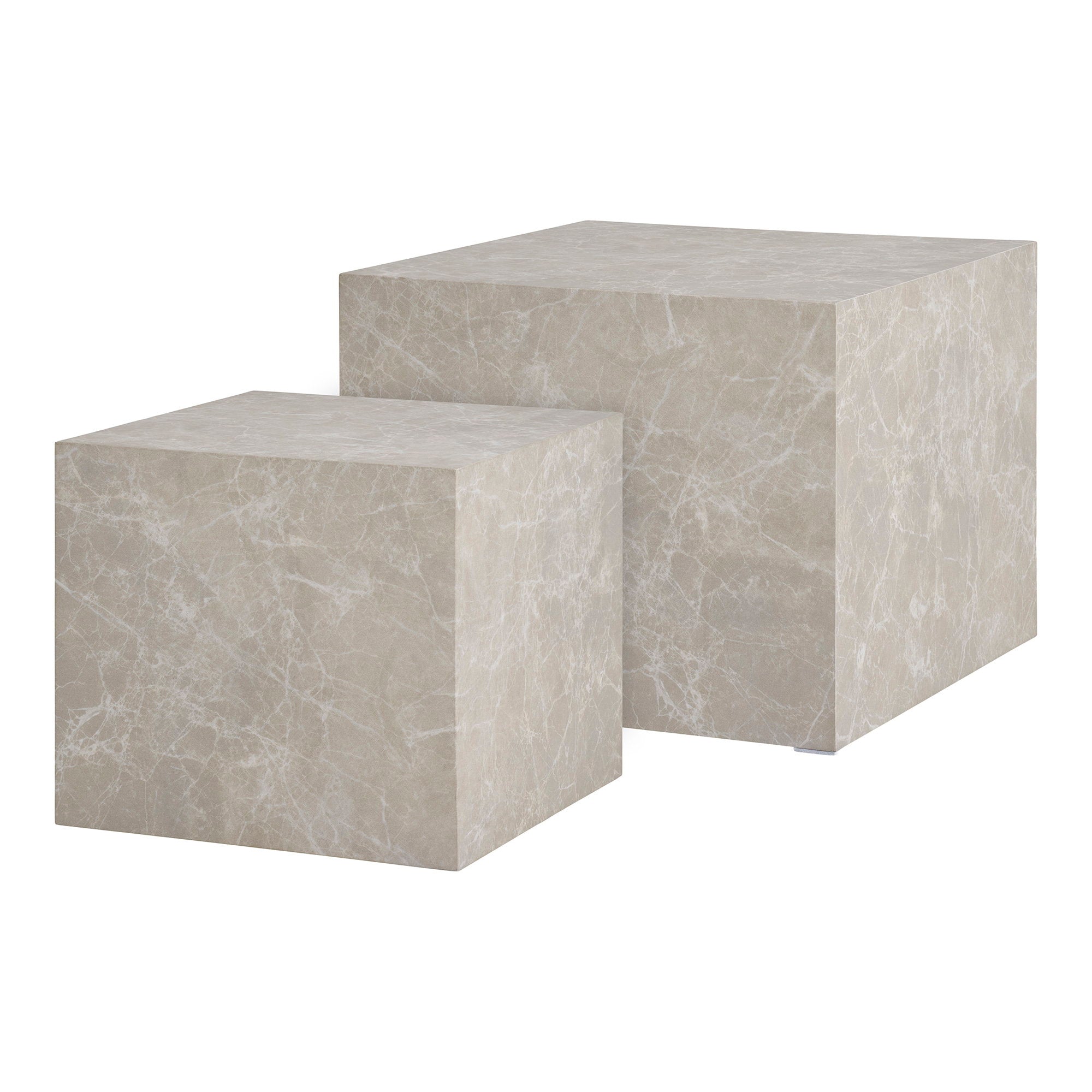 Prague Coffee Table - Coffee Table, marble look, beige set of 2