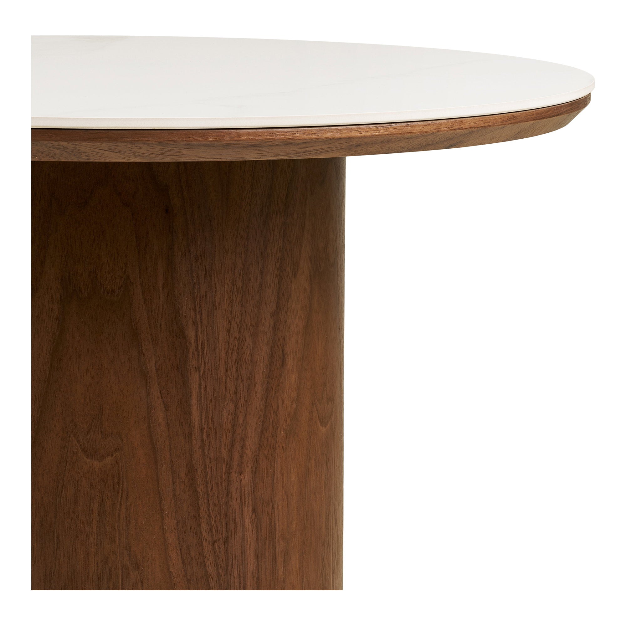 Noli Coffee Table - Coffee table, ceramic table top/ash veneer, white/dark brown ø60x42 cm
