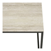 Vita Side Table - Side table, travertin look, black steel 45x45x45 cm