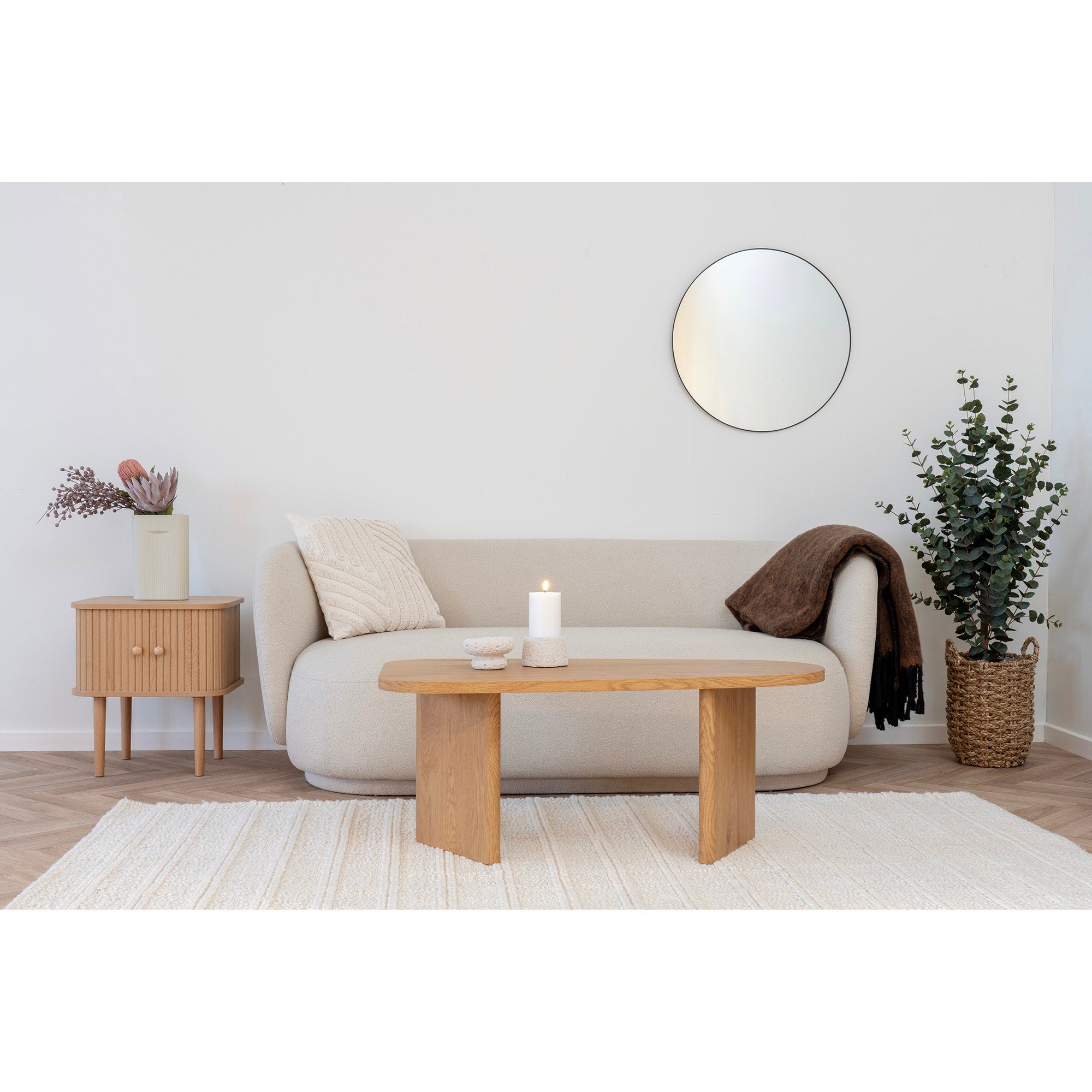 Nikko Side Table - Side table, 2 doors, natural 45x40x50,5 cm