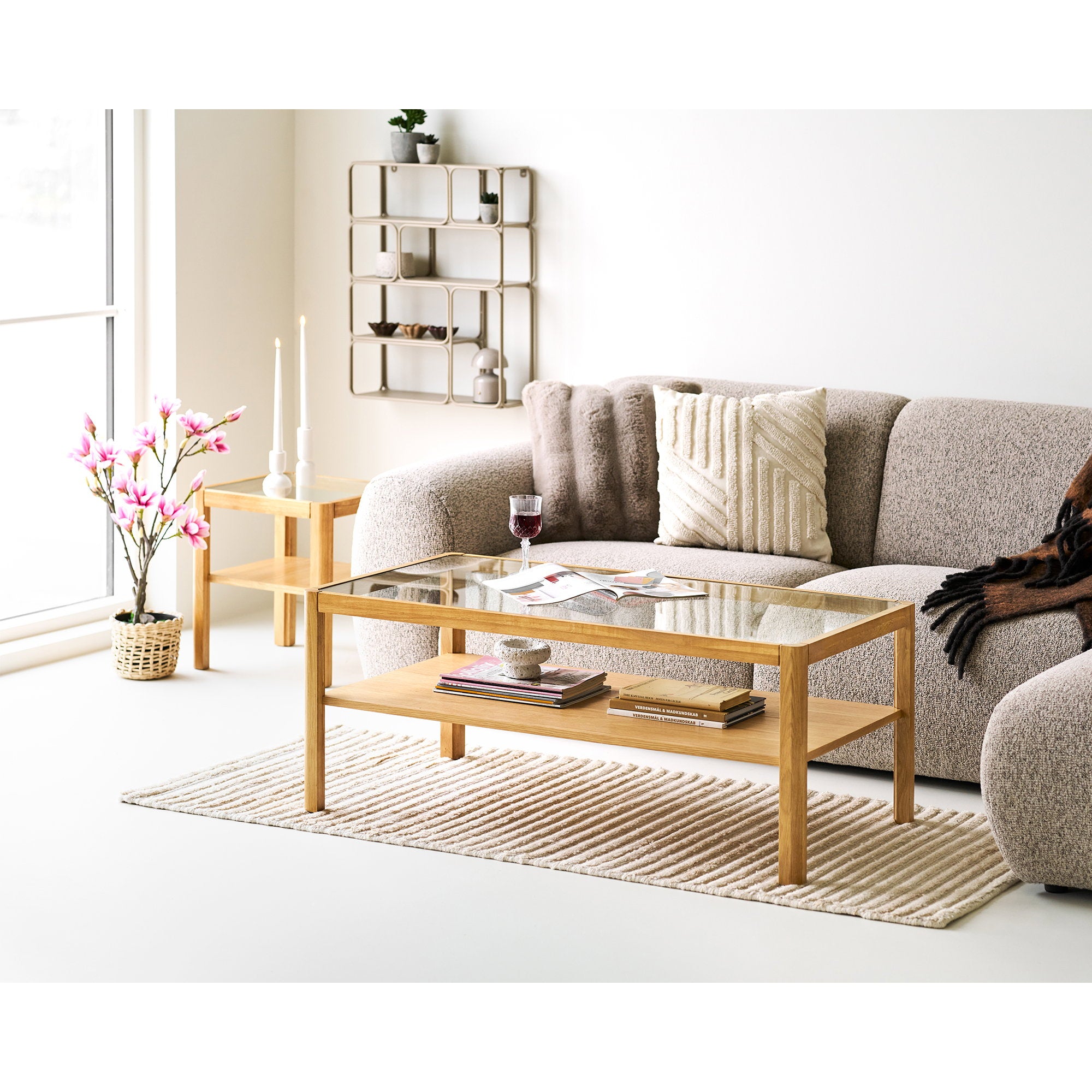 Lanciano Wall Shelf - Wall shelf, metal, beige 48x18x64 cm