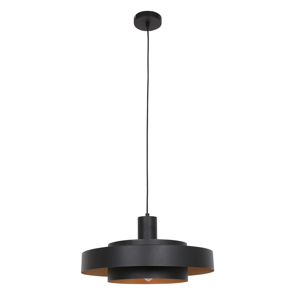 Lámpara colgante de metal Aurelia negro/dorado