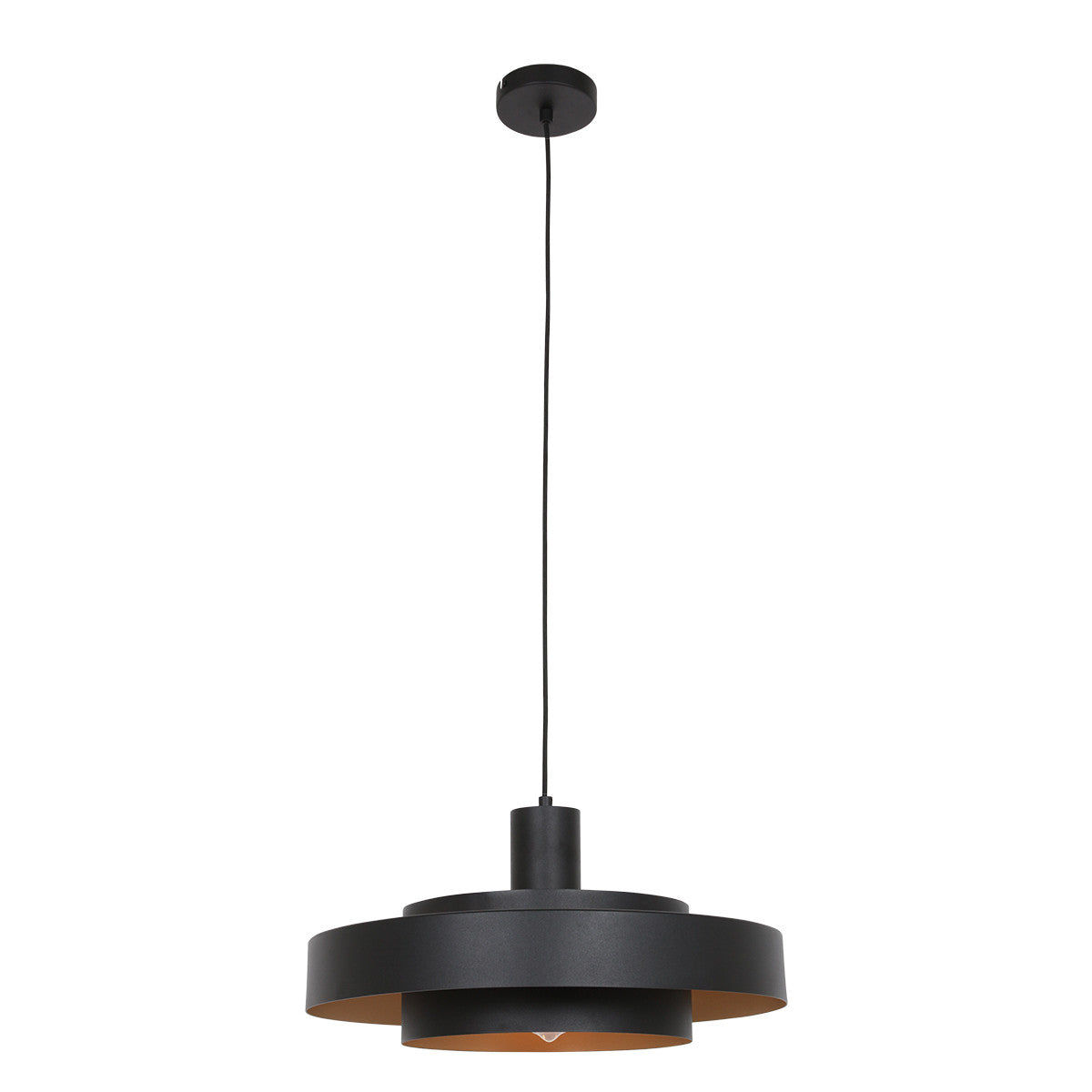 Lámpara colgante de metal Aurelia negro/dorado