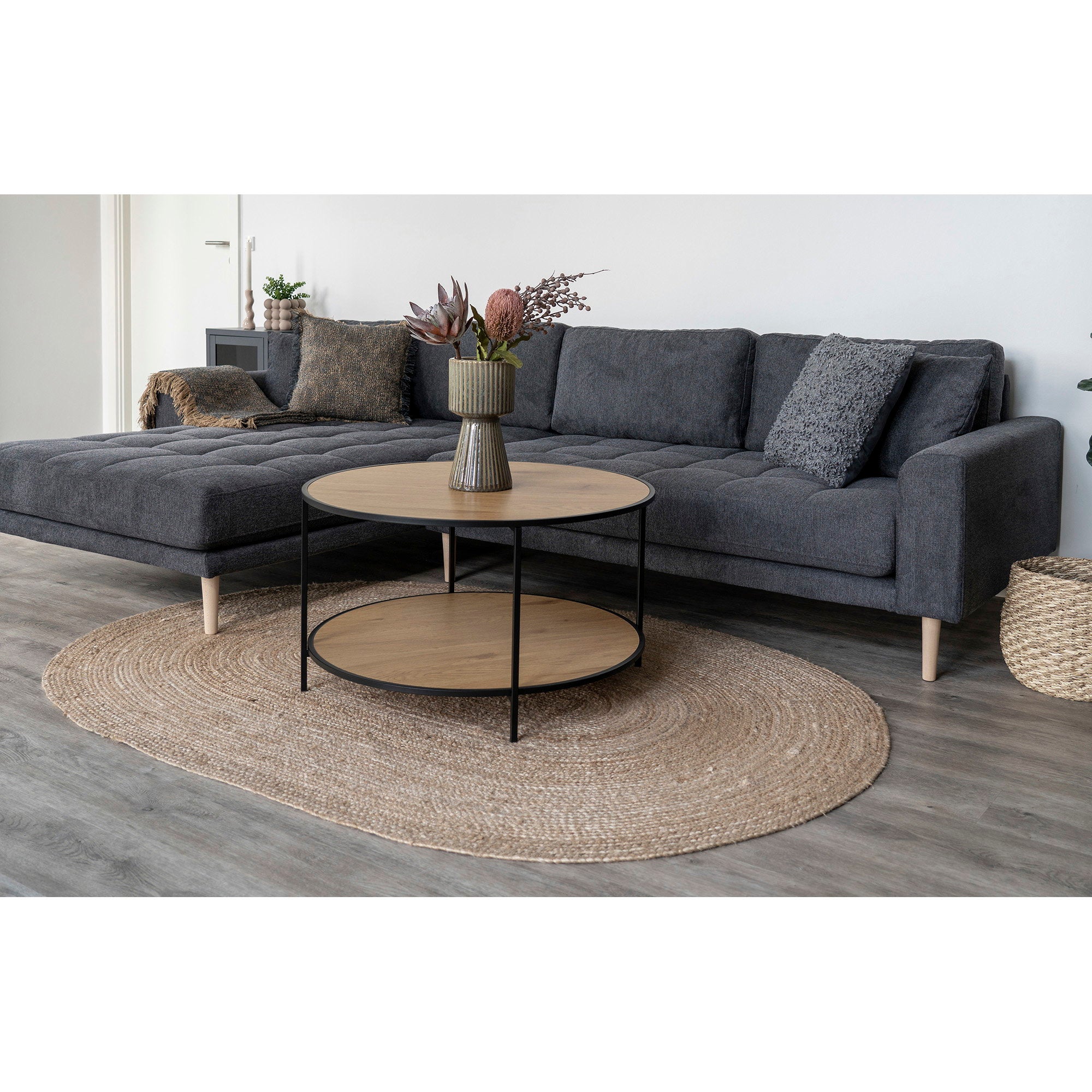 Nolera vloerkleed - gevlochten jute naturel 140x200 cm