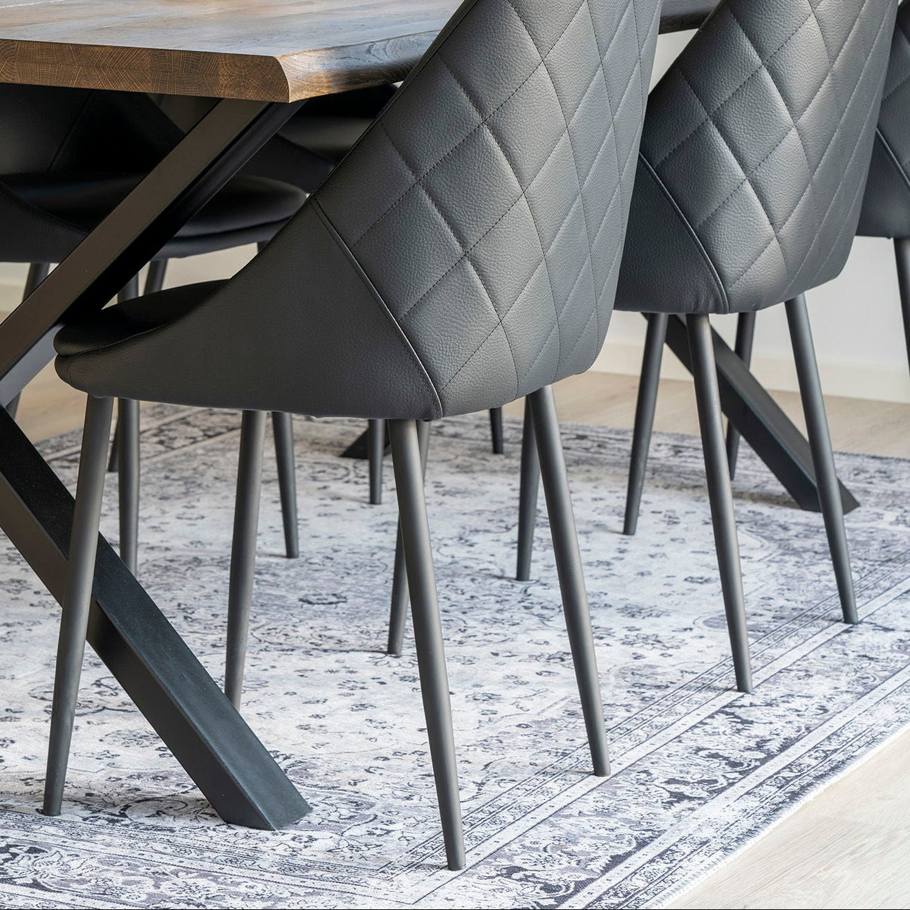 Alfombra tejida Lunara 160x230cm - Negro y Blanco