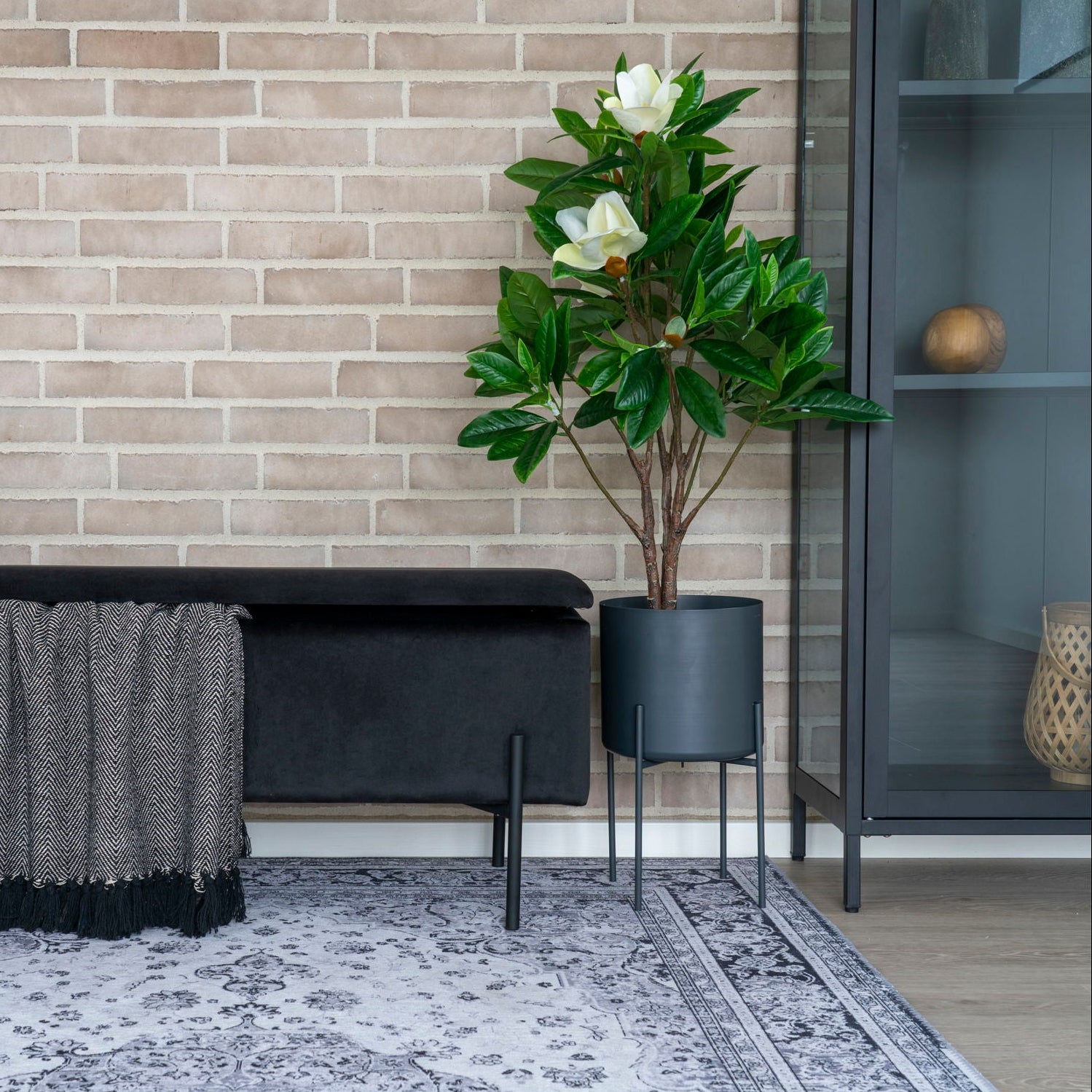 Alfombra tejida Lunara 160x230cm - Negro y Blanco
