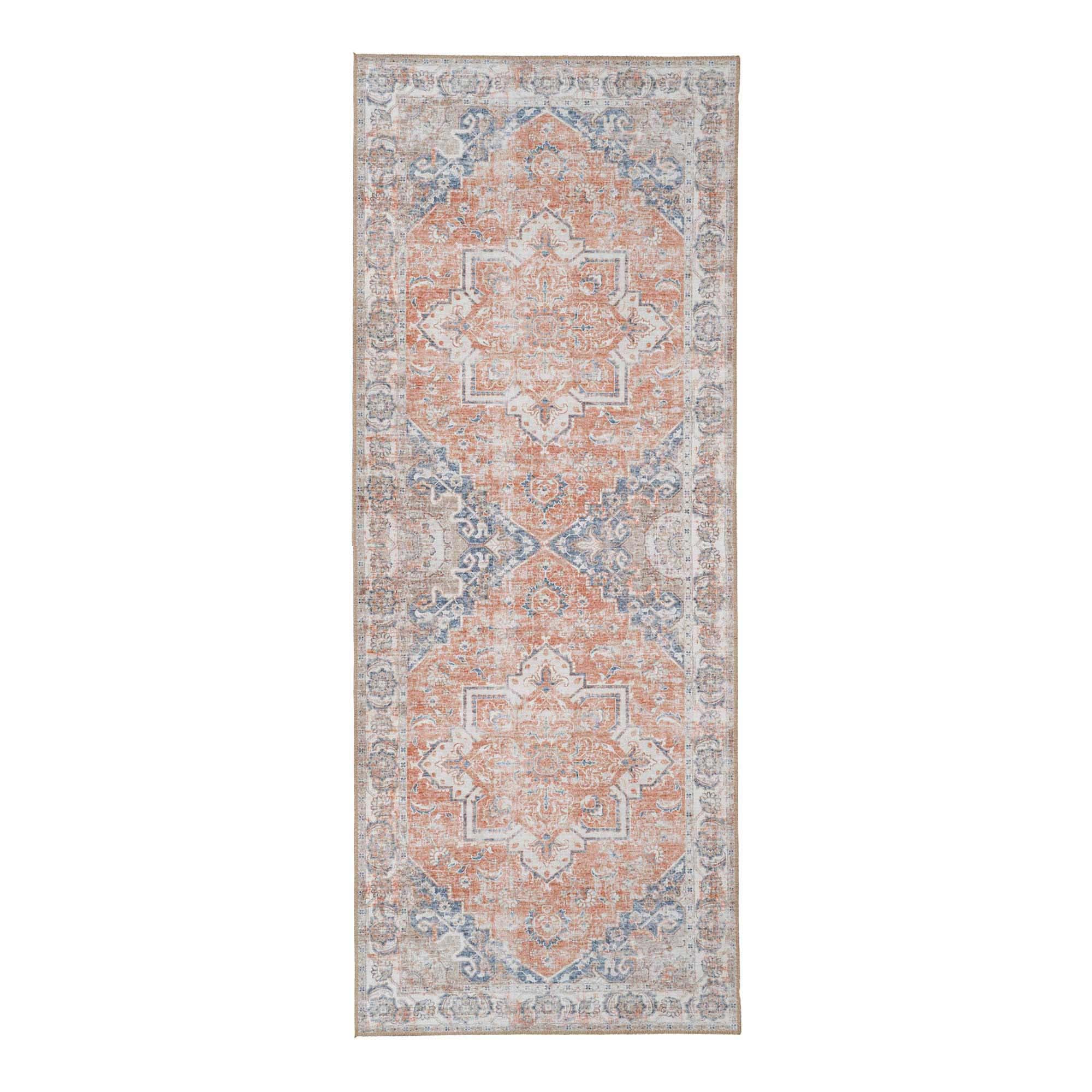 Zafira gangloper - blauw/oranje 80x200 cm