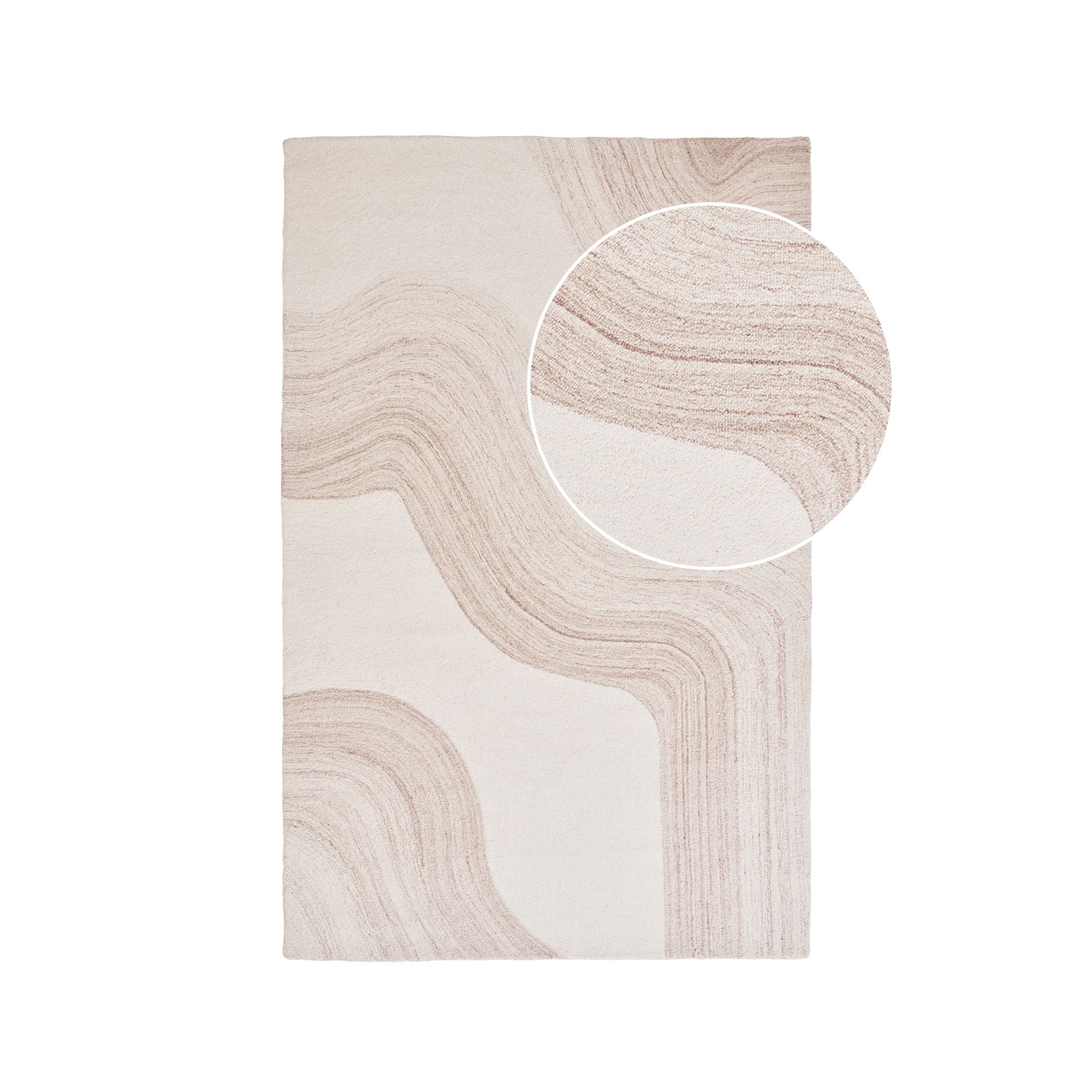 Alfombra de lana Aila 160x230 cm – Marrón claro y marfil
