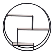 Rotterdam Wall Shelf - Wall shelf, wood shelves, black frame ø62x14 cm