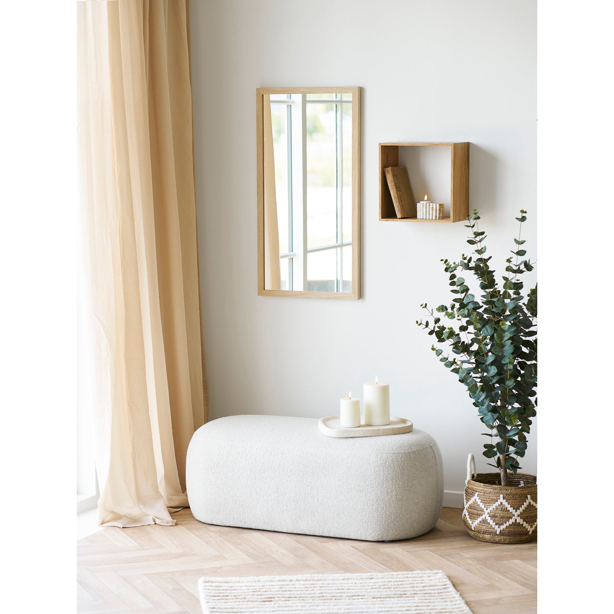 Lattoon Wall Shelf - Wall shelf, oak, natural 30x18x30 cm
