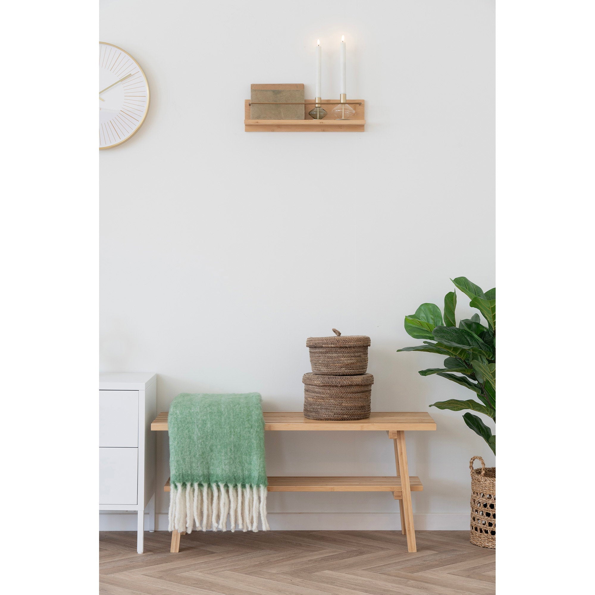 Ember Wall Shelf - Wall shelf, bamboo, natural 45x10x12 cm