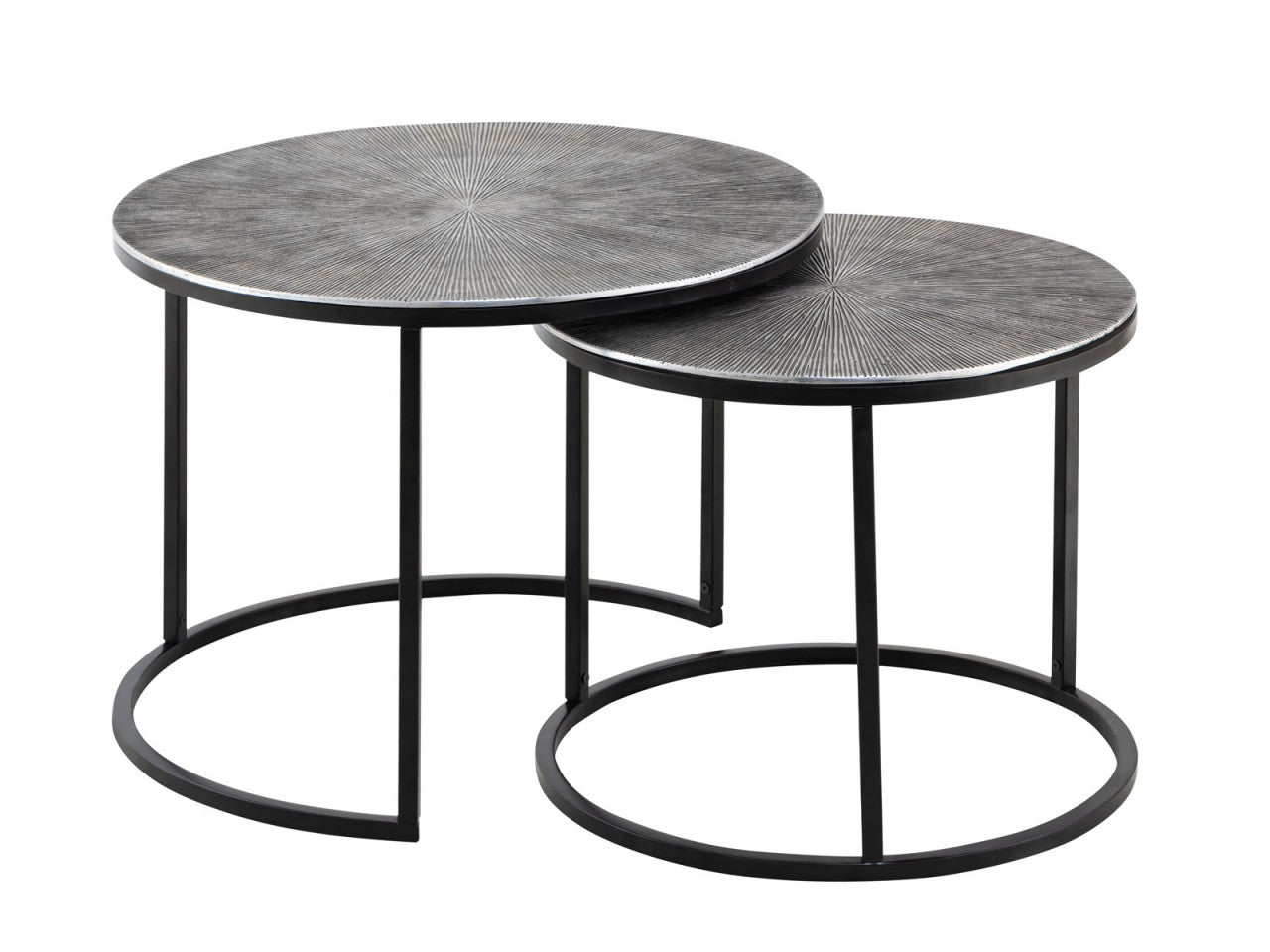 Conjunto de mesas auxiliares laterales de aluminio plateado Calvera