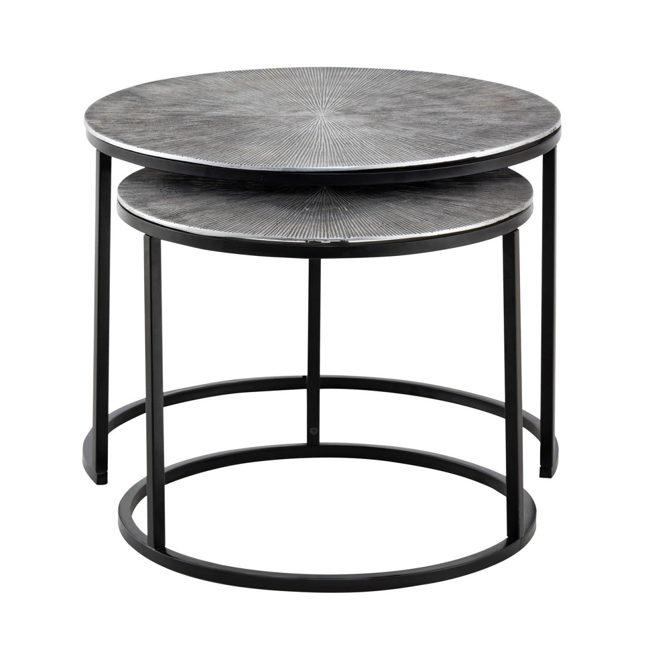 Conjunto de mesas auxiliares laterales de aluminio plateado Calvera