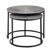 Conjunto de mesas auxiliares laterales de aluminio plateado Calvera