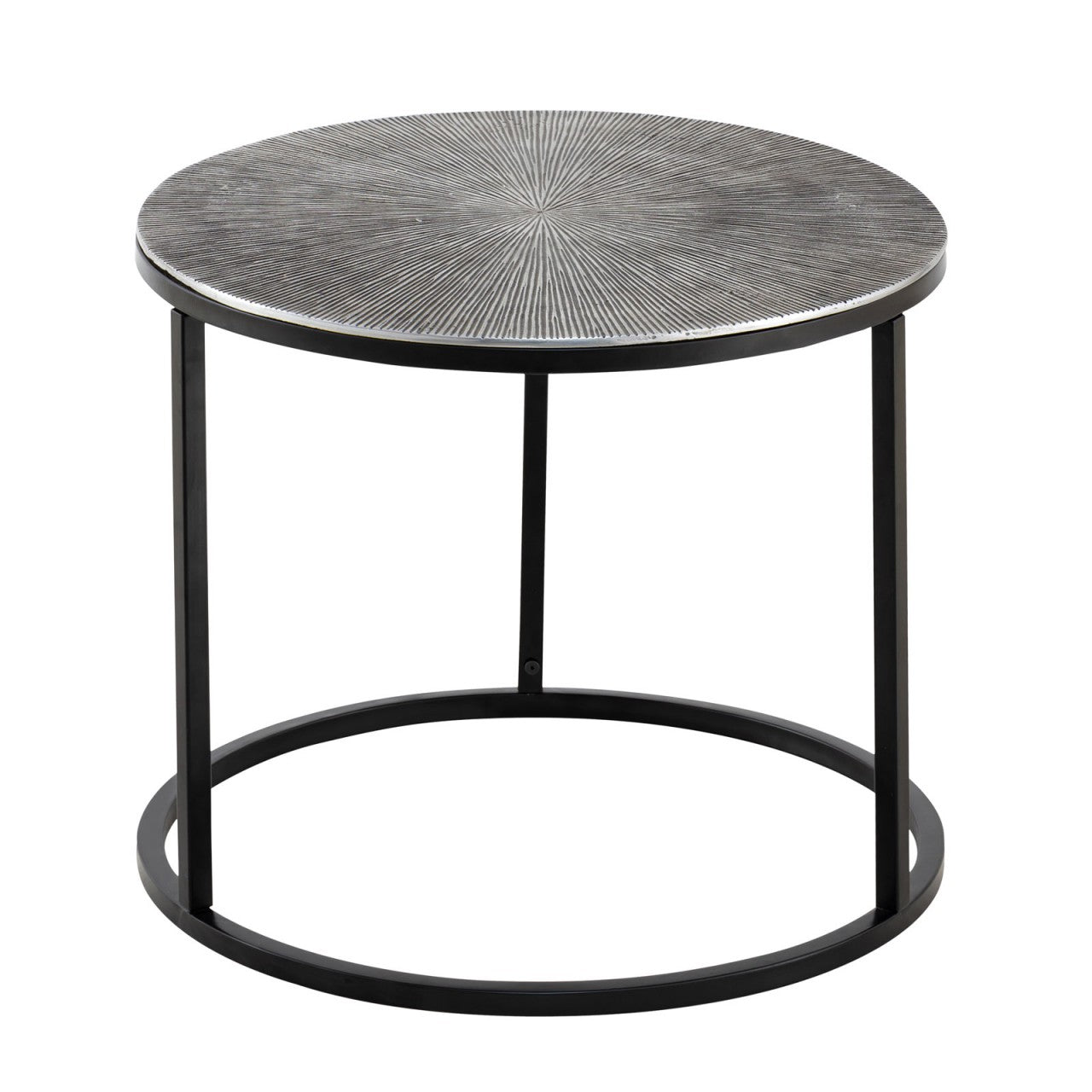 Conjunto de mesas auxiliares laterales de aluminio plateado Calvera