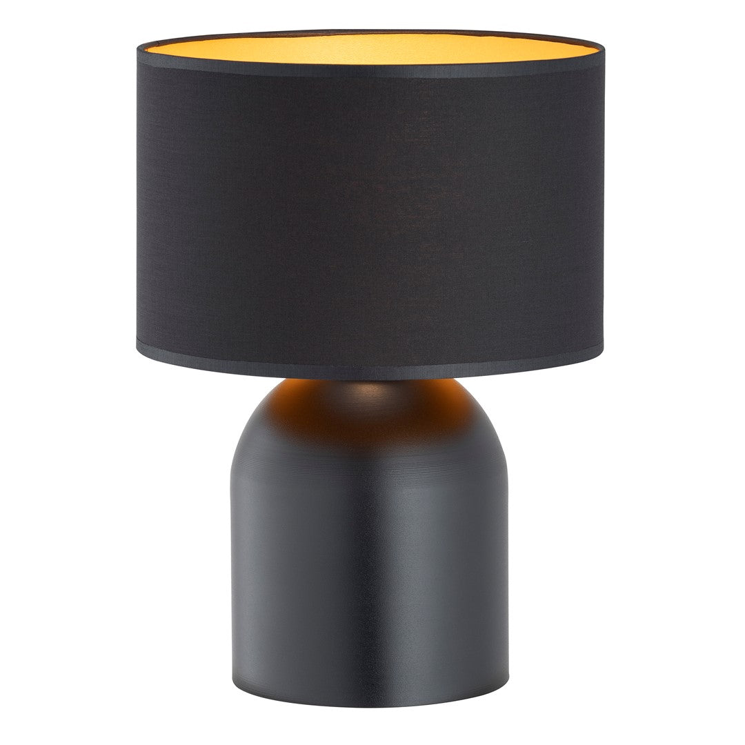 Lámpara de mesa de acero negro y dorado Elira
