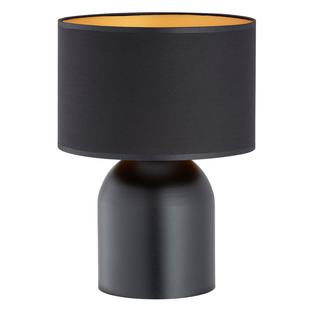Lámpara de mesa de acero negro y dorado Elira