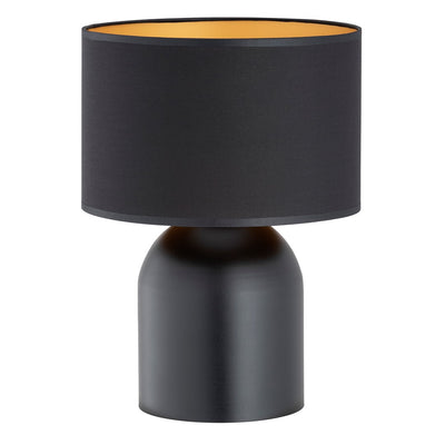 Lámpara de mesa de acero negro y dorado Elira
