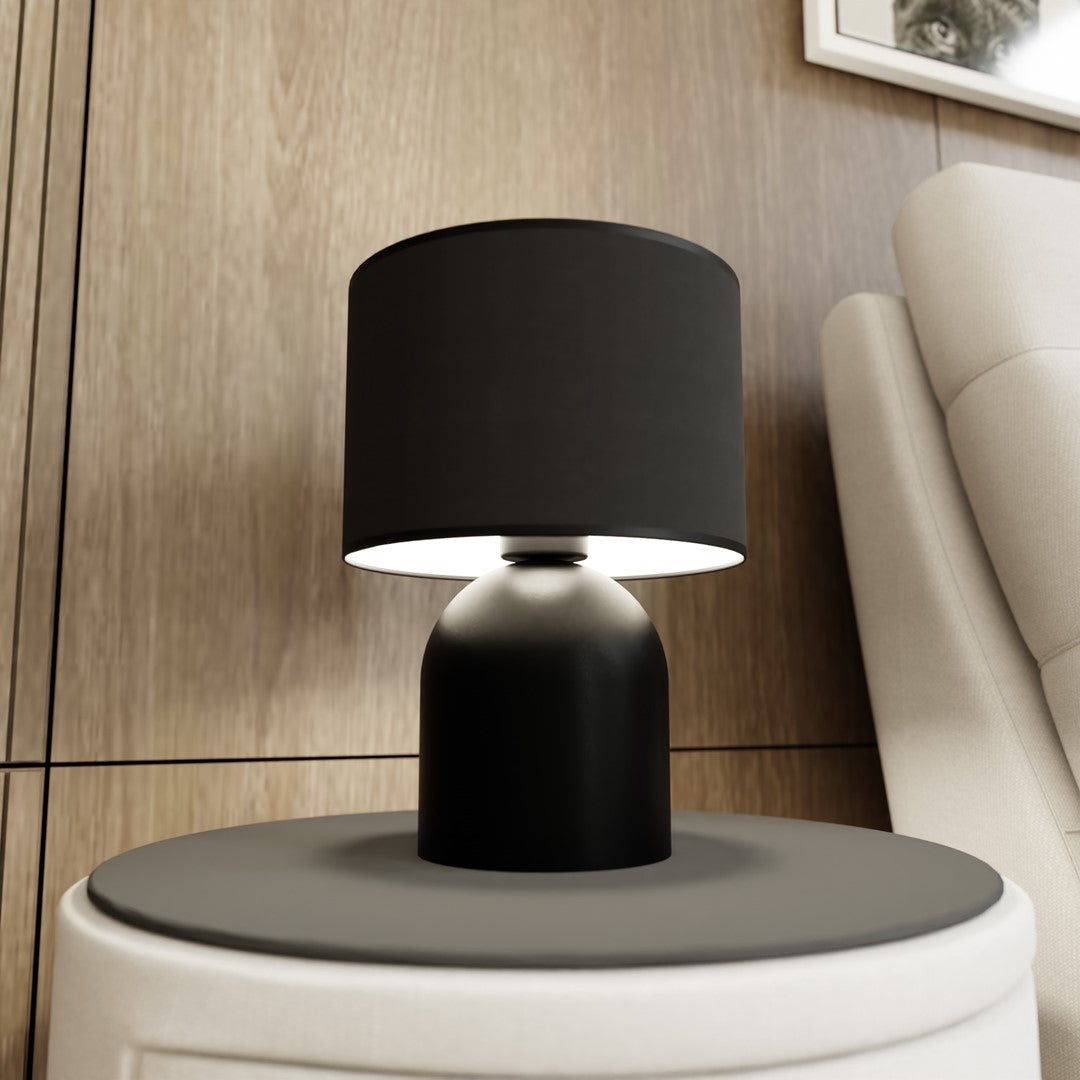 Lámpara de mesa de acero negra y blanca Elira