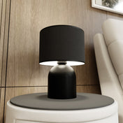 Lámpara de mesa de acero negra y blanca Elira