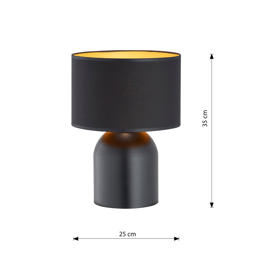 Lámpara de mesa de acero negro y dorado Elira
