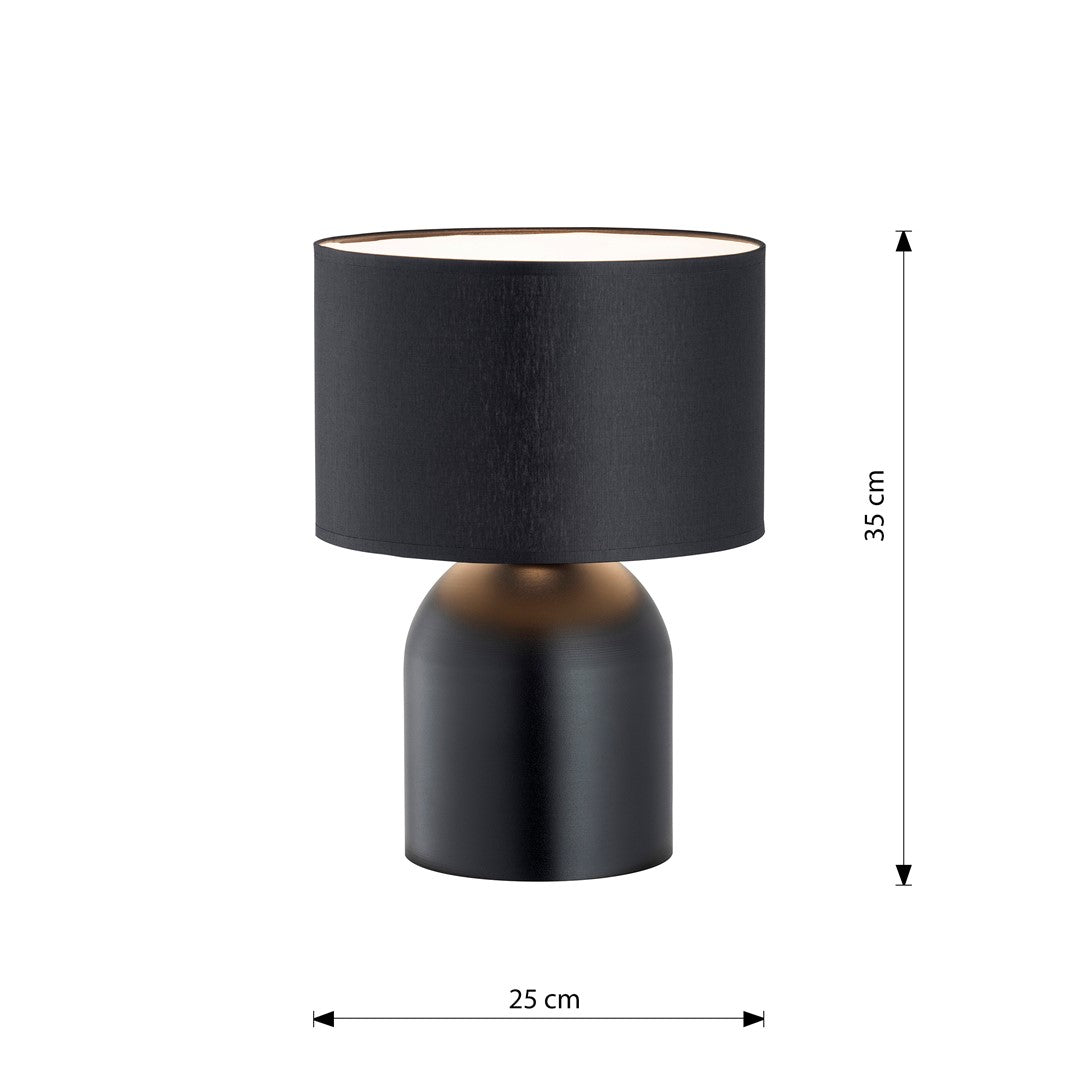 Lámpara de mesa de acero negra y blanca Elira