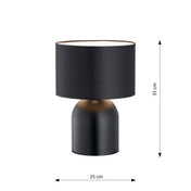 Lámpara de mesa de acero negra y blanca Elira