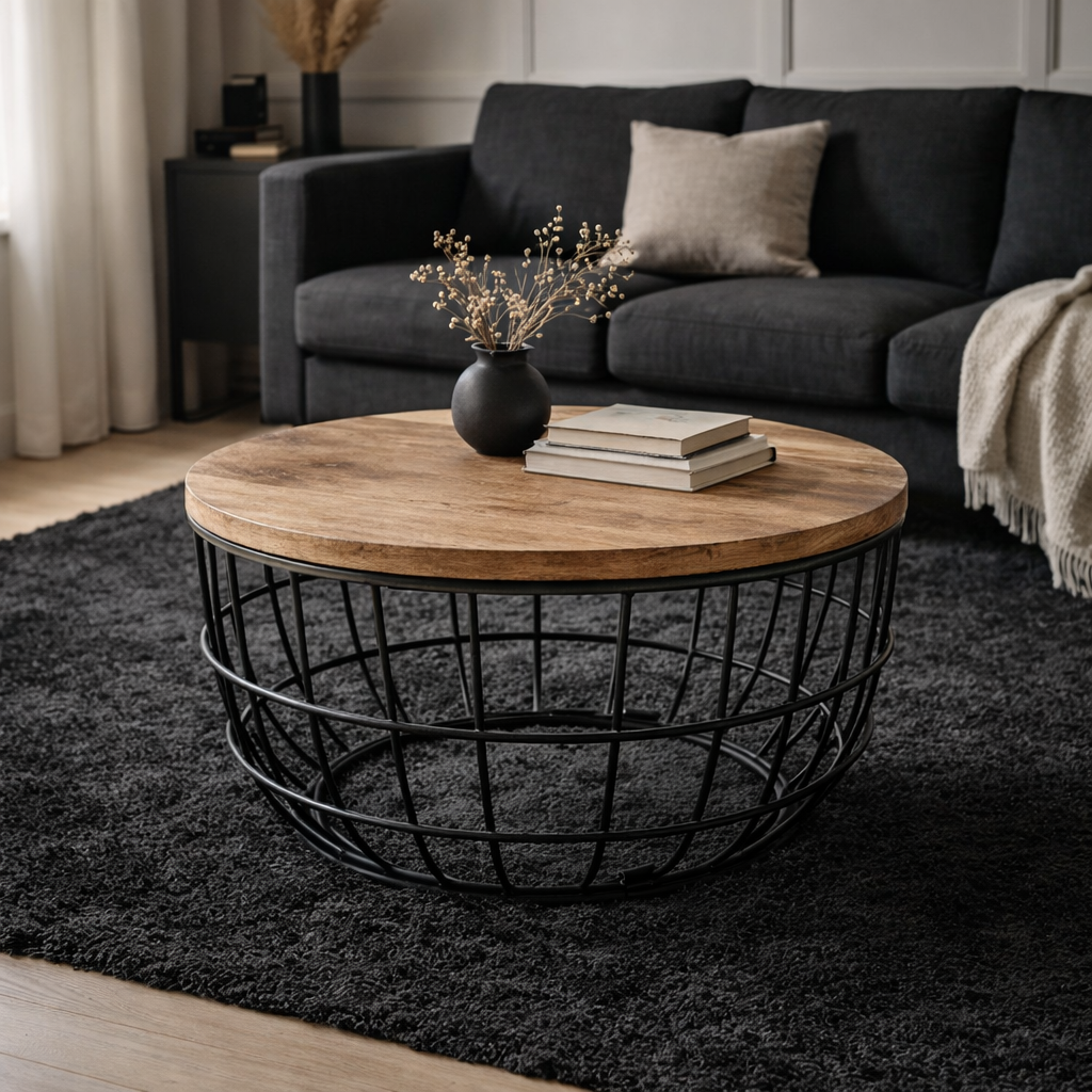 Mesa auxiliar de madera de tabaco Lexara